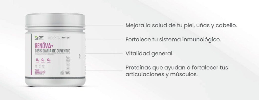 Renova+ Colágeno Hidrolizado Con Vitamina C, Magnesio Y Zinc
